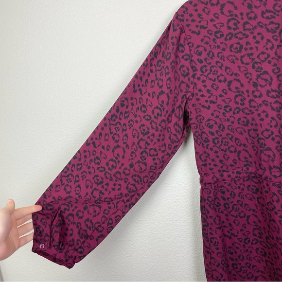 A New Day Women's Medium Long Sleeve Shirt Dress Animal Print Red Office Career - Picture 10 of 15